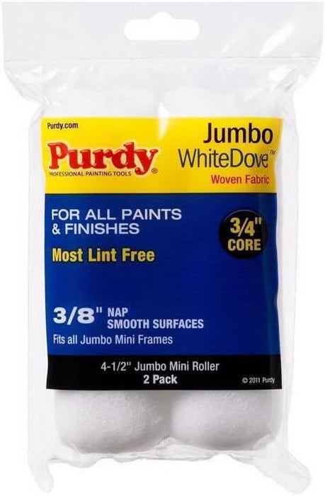 Purdy 14G624012 White Dove Jumbo Mini-Roller Cover, 4-1/2” x 3/8” Nap, Woven (Pack of 2)