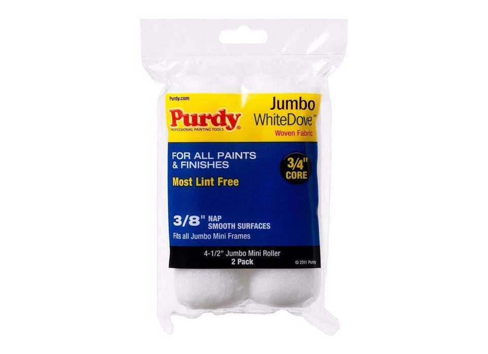 Purdy 14G624012 White Dove Jumbo Mini-Roller Cover, 4-1/2” x 3/8” Nap, Woven (Pack of 2)