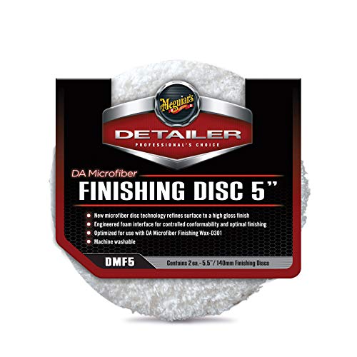 Meguiar's DA Microfiber Finishing Disc DMF5-5" Microfiber Finishing Disc for Waxing with a Variable Dual Action Polisher, Use with DA Microfiber Finishing Wax to Remove Defects and Add Wax, 2 Pack