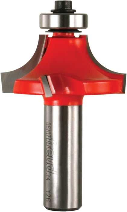 Freud Quadra-Cut Radius Rounding Over Bit with Perma-Shield Coating for Flawless Finish - 4 Cutters, 1/2" Shank Dia., 1/2" Radius, 2-3/4" Length - 34-126 1/2" Radius 1/2" Shank Rounding Over (Quadra-Cut)
