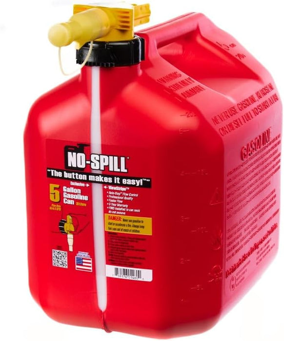 No-Spill NSP-1460, 5 Gallon Gas Can for Fuel with View Stripe,Red