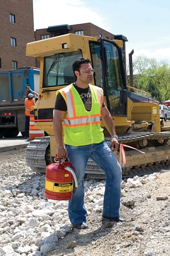 Justrite 5 Gallon Type II Red Safety Gas Can for Gasoline with Flame Arrester, Self-Closing Lid, and 1" Flexible Metal Spout, Made in the USA, Galvanized Steel Flammable Storage Can, 7250130