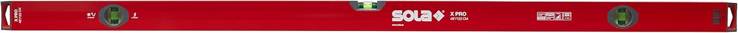 SOLA LSX48 X PRO Aluminum Box Profile Spirit Level with 3 60% Magnified Vials, 48-Inch