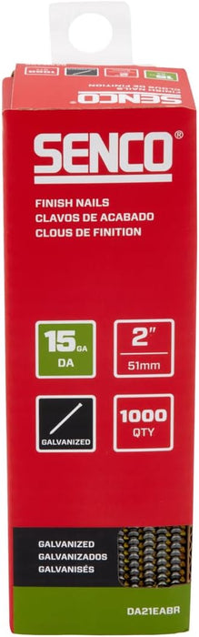 SENCO DA21EABR 2" 15 Gauge Angled Finish Nails, Galvanized Finish, 1000 Count Pack
