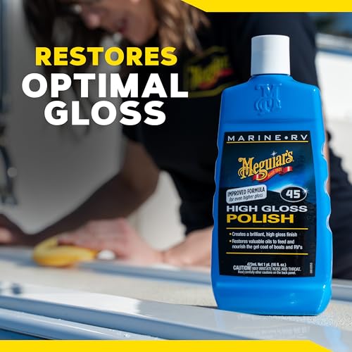 Meguiar's Marine/RV M4516 High Gloss Polish - Professional Grade Boat and RV Polish for a Sleek, High-Shine Finish for Fiberglass & Gel Coat - 16 Oz (Packaging May Vary)