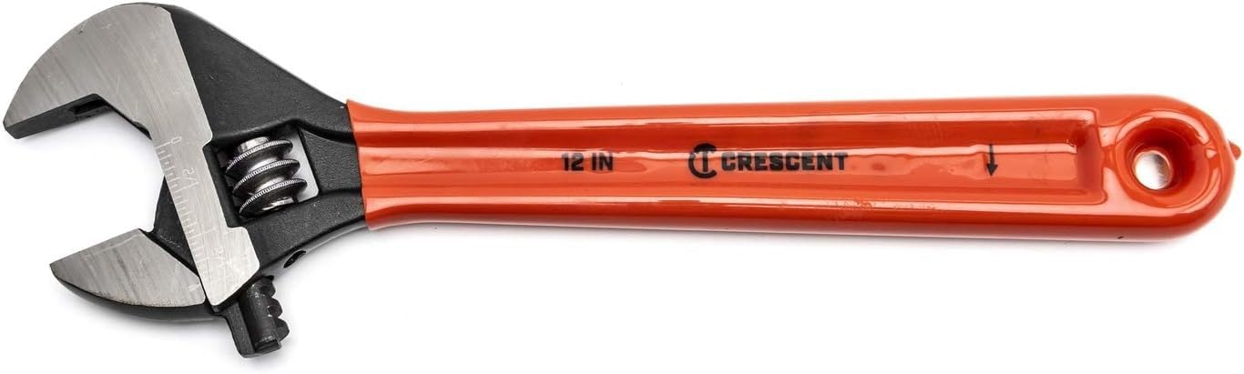 Crescent AT210CVS 10" Adjustable Black Oxide Cushion Grip Wrench, Carded, Red