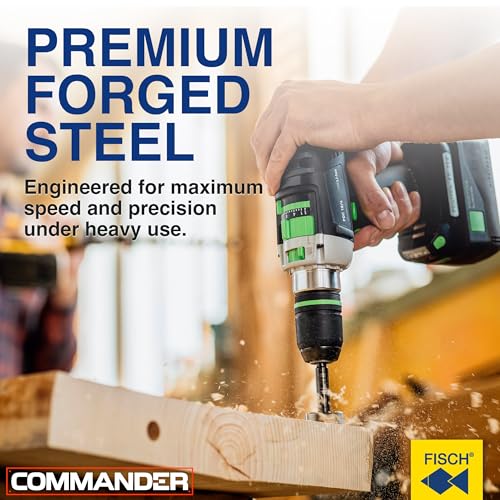 Fisch Black Shark 2-1/8” Forstner Drill Bit, Premium Forged Steel Bit for Woodworking, Precision Wave Design, No-Slip Shank – FSA-365877 – Made in Austria