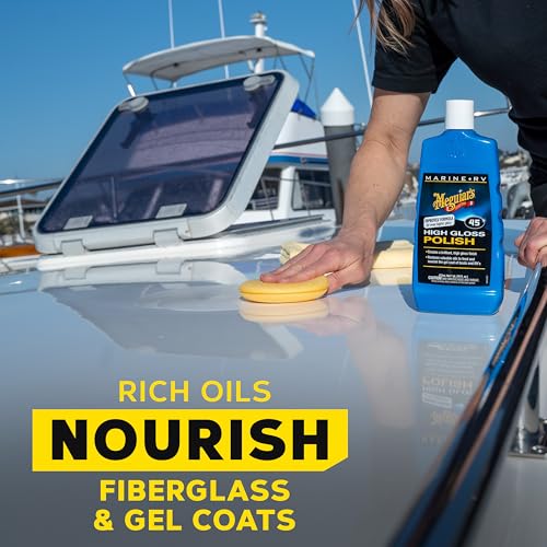 Meguiar's Marine/RV M4516 High Gloss Polish - Professional Grade Boat and RV Polish for a Sleek, High-Shine Finish for Fiberglass & Gel Coat - 16 Oz (Packaging May Vary)