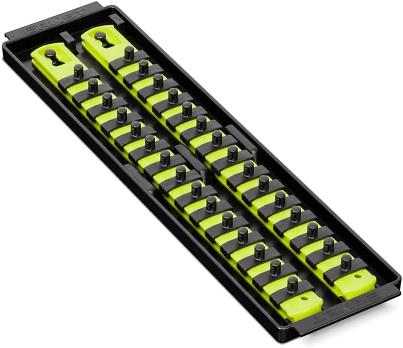 Ernst Manufacturing 8467HV 13-Inch Socket Boss, Premium 2-Rail 1/4-Inch-Drive Socket Organizer Rails, High Visibility - Made in the USA 13-INCH 1/4" Hi-viz