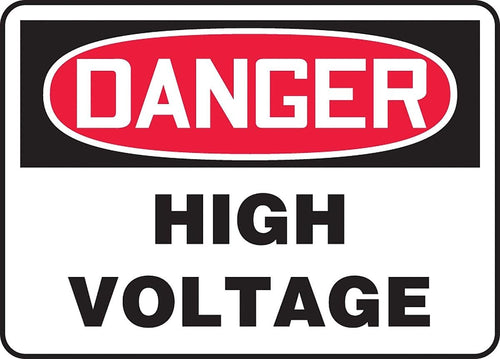 Accuform MELC114VA "Danger High Voltage" Safety Sign, Aluminum, 10 x 14 Inches