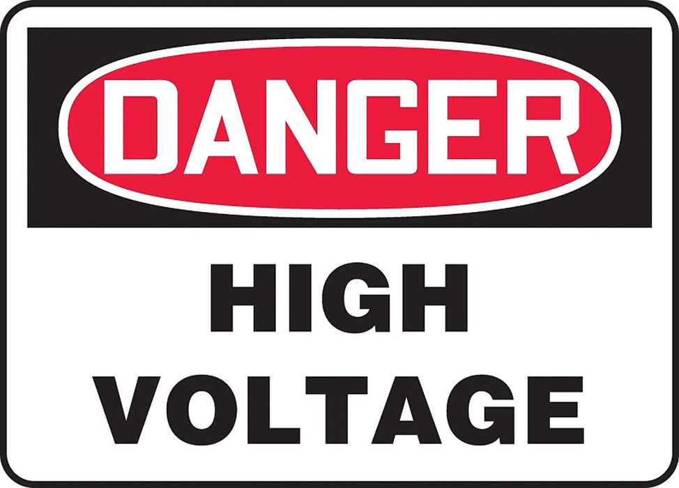 Accuform MELC114VA "Danger High Voltage" Safety Sign, Aluminum, 10 x 14 Inches