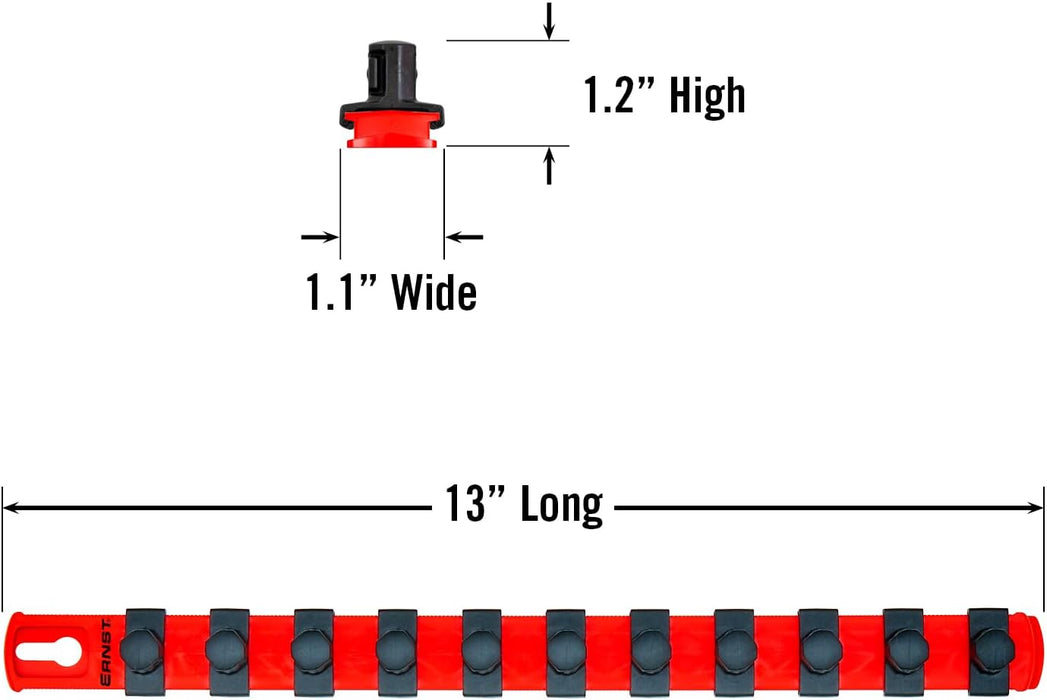 Ernst Manufacturing - 13 Socket Org Red 1/2 Dr Twist Lock Clips (8416) 13-Inch 1/2-Inch Twist Clips Red