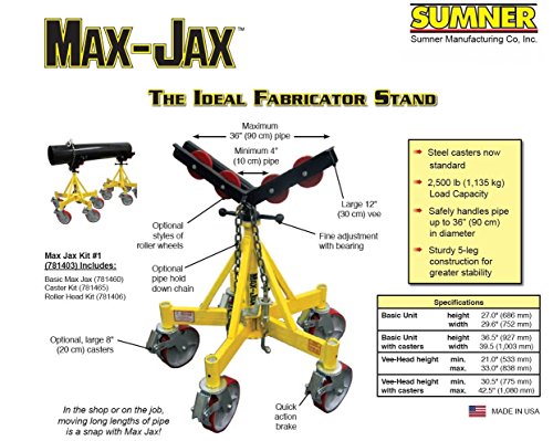 Sumner Manufacturing 781403 Max Jax Kit, Includes Basic Stand, Roller Head Kit and Casters, 2,500 lb. Capacity
