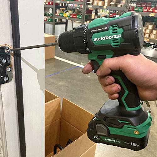 Metabo HPT 18V MultiVolt� Cordless Brushless Hammer Drill Kit |1/2-Inch Chuck | Includes 2-18V 2.0Ah Batteries | 620 in-lbs of Torque | Reactive Force Control | DV18DEX