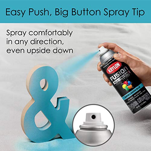 Krylon Fusion All-In-One Adhesive Spray Paint for Indoor/Outdoor Use, 12 oz, Lagoon Blue
