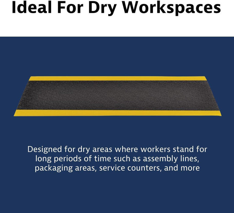 Notrax 411 Sof-Tred 4' x 60' x 3/8" Anti Fatigue Mat, Enhanced Slip Resistance with Beveled Edges and Pebbled Surface, Ideal for Industrial and Commercial Workplaces, Black/Yellow, 411R0348BY