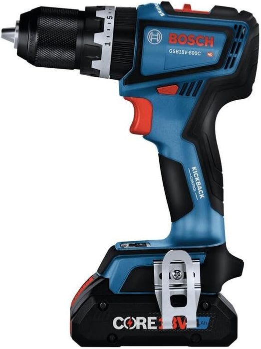 BOSCH GSB18V-800CB14 1/2 In. Brushless Connected-Ready Hammer Drill/Driver Kit with (1) CORE18V 4 Ah Advanced Power Battery