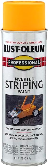 Rust-Oleum 2548838 Professional Inverted Striping Spray Paint, 18 oz, Yellow (Pack of 6)