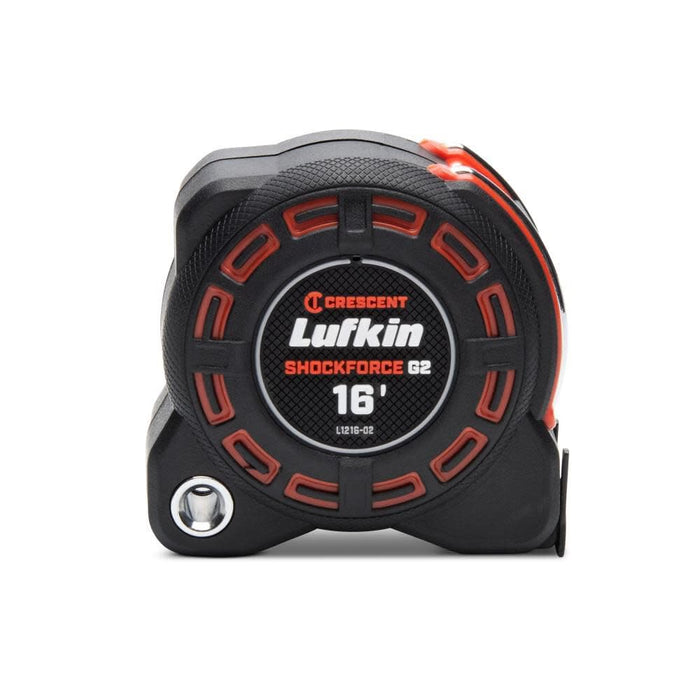 Lufkin 16-inch Shockforce G2 Tape Measure, L1216-02, Cylindrical Lock, Alloy Steel Blade and Case, 3x Blade Life, Diamond-Coated End Hook 16'