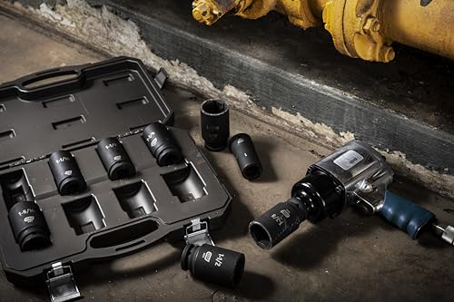 GEARWRENCH 8 Piece 3/4" Drive 6 Point Deep SAE Impact Socket Set |1-15/16" to 1-1/2" | 84036