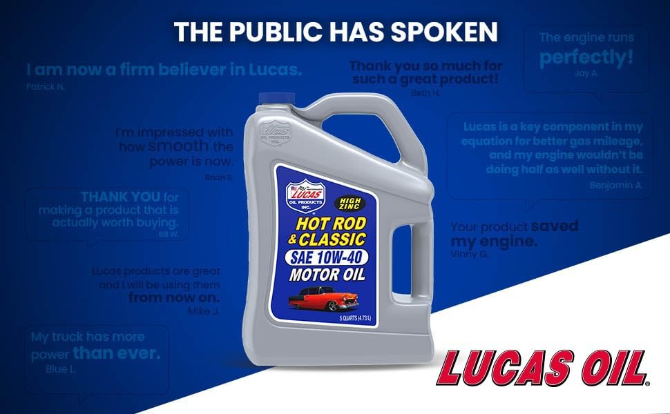 Lucas Oil 10683 Hot Rod & Classic Car SAE 10W-40 Motor Oil, 5 Quart (Pack of 1)