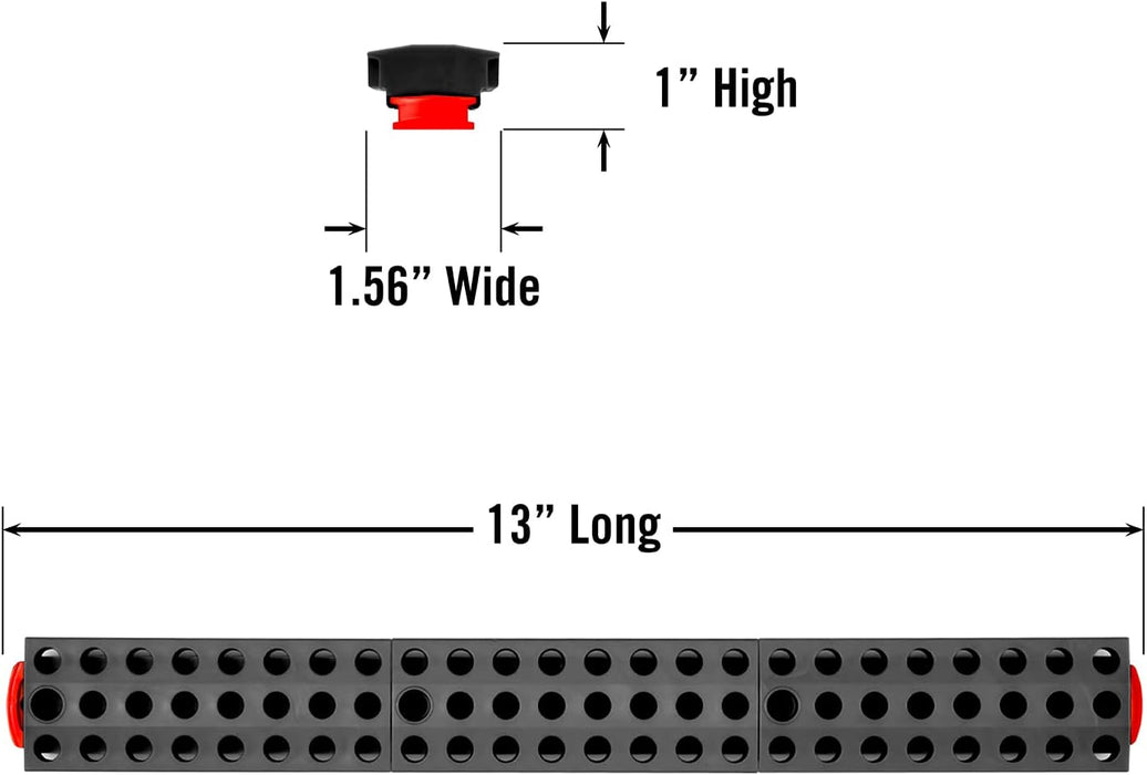 Ernst Manufacturing 72 Tool Magnetic Bit Bar, 1/4" Hex Bit Organizer with Magnetic Base, Screwdriver Bit Tray - Red/Black