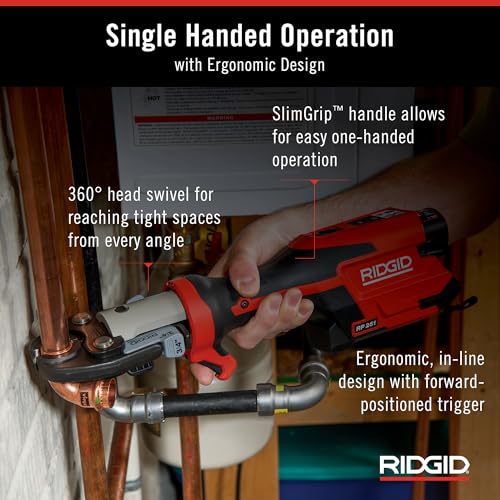 RIDGID 78198 RP 251 Press Tool Battery Kit with ProPress Rings (1/2"-1-1/4") and C1 Actuator