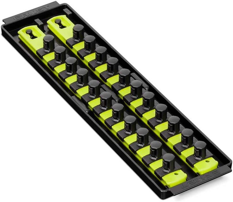 Ernst Manufacturing 8469HV 13-Inch Socket Boss, Premium 2-Rail 1/2-Inch-Drive Socket Organizer, High Visibility - Made in the USA
