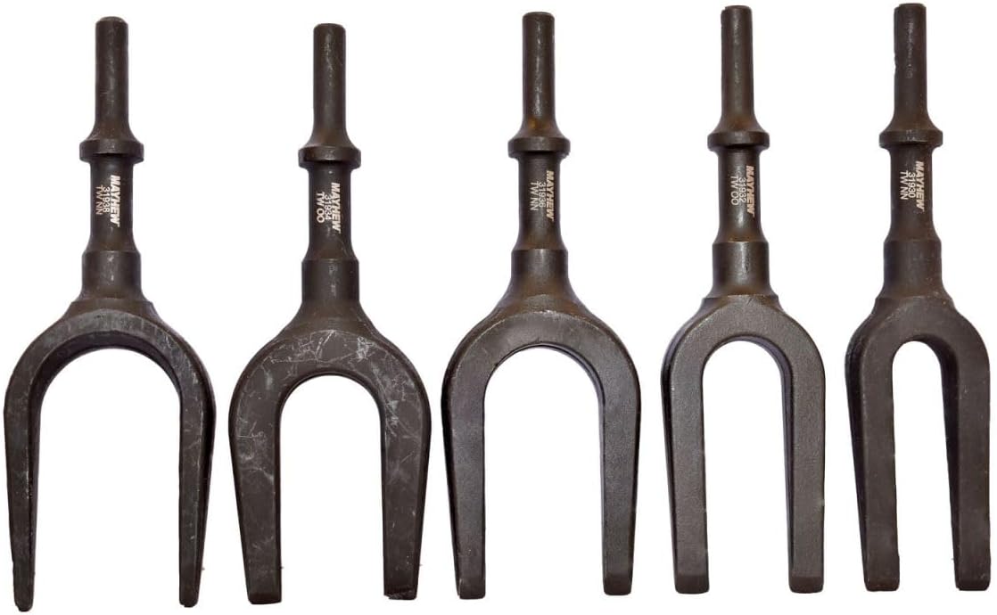 Mayhew Tools 31940 Pneumatic Separating Fork, 5-Piece Set, Black Oxide Finish