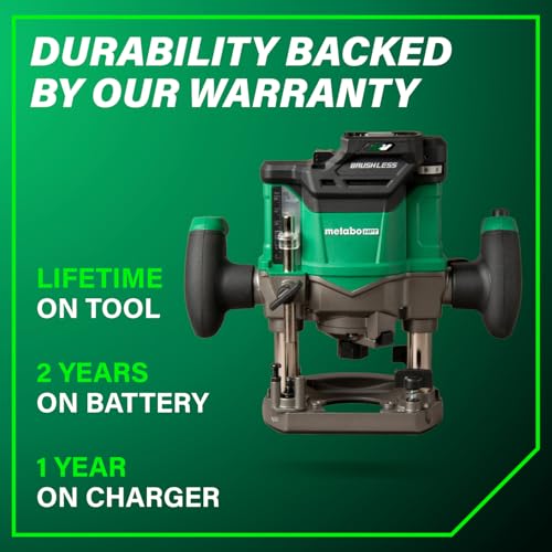 Metabo HPT 36V MultiVolt Cordless Plunge Router Kit | Includes 1/2-Inch and 1/4-Inch Collets | Variable Speed | Optional AC Adapter | M3612DA