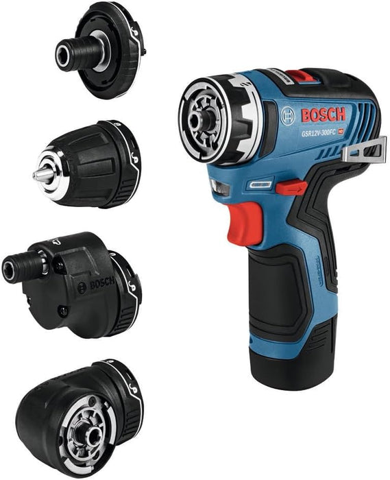 BOSCH GSR12V-300FCB22 12V Max EC Brushless Flexiclick 5-In-1 Drill/Driver System with (2) 2 Ah Batteries Starter-Kit