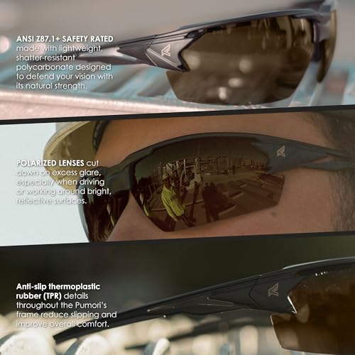 EDGE TXP415 Pumori Polarized Safety Glasses: Men's Safety Glasses, Anti-Scratch, Non-Slip, Wrap-Around Tinted Safety Glasses, ANSI/ISEA & MCEPS Compliant, 99% UV Protection Men's Sunglasses