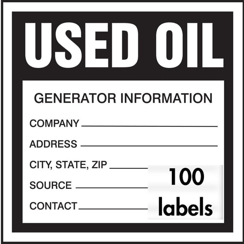 Accuform MHZW34EVC Adhesive-Poly Vinyl Hazardous Waste Label, Used Oil", 6" Length x 6" Width x 2.6 Mil Thickness (Pack of 100)