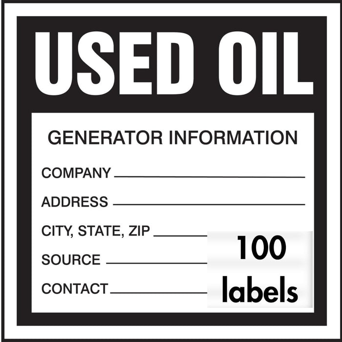 Accuform MHZW34EVC Adhesive-Poly Vinyl Hazardous Waste Label, Used Oil", 6" Length x 6" Width x 2.6 Mil Thickness (Pack of 100)