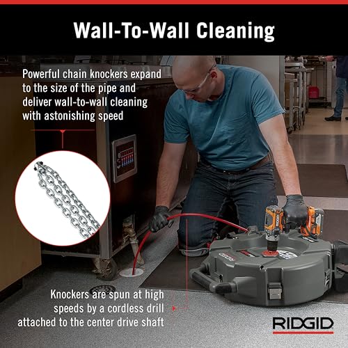 RIDGID 76193 FlexShaft K9-102+ Drain Cleaning Machine for 1 1/4-2" (32-50 mm) Pipes with 50' (15,2 m) 1/4" (6 mm) Cable and Kit