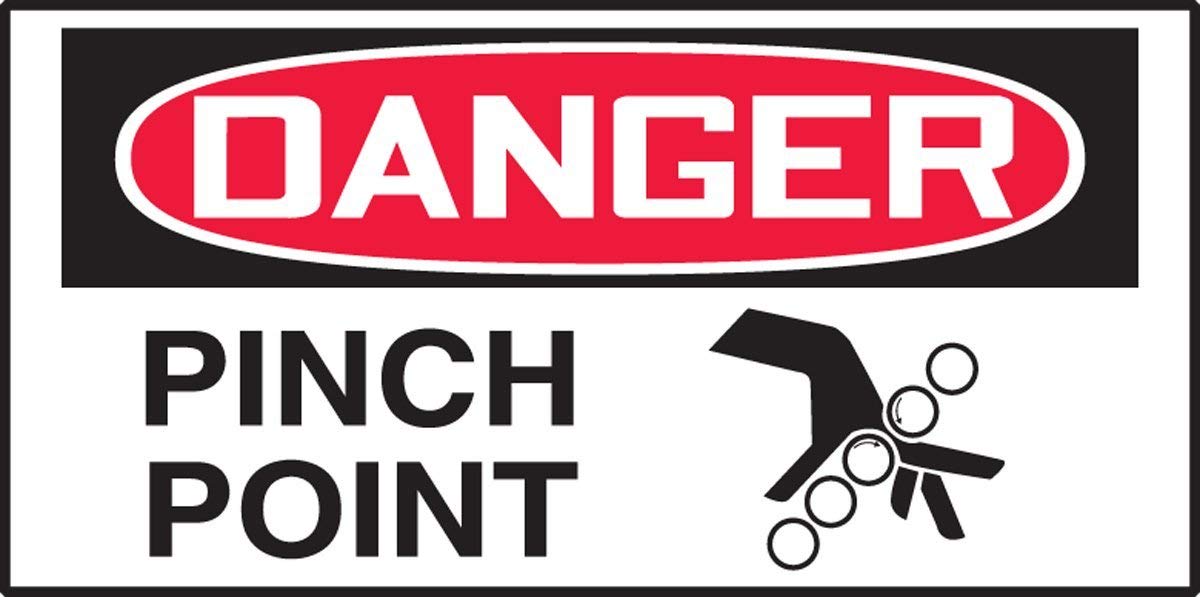 Accuform LEQM009VSP "Danger Pinch Point" Adhesive Vinyl Safety Label, 1.5" x 3" (Pack of 10)