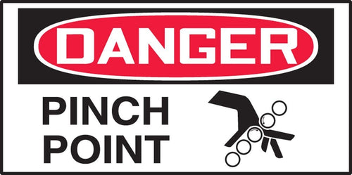 Accuform LEQM009VSP "Danger Pinch Point" Adhesive Vinyl Safety Label, 1.5" x 3" (Pack of 10)