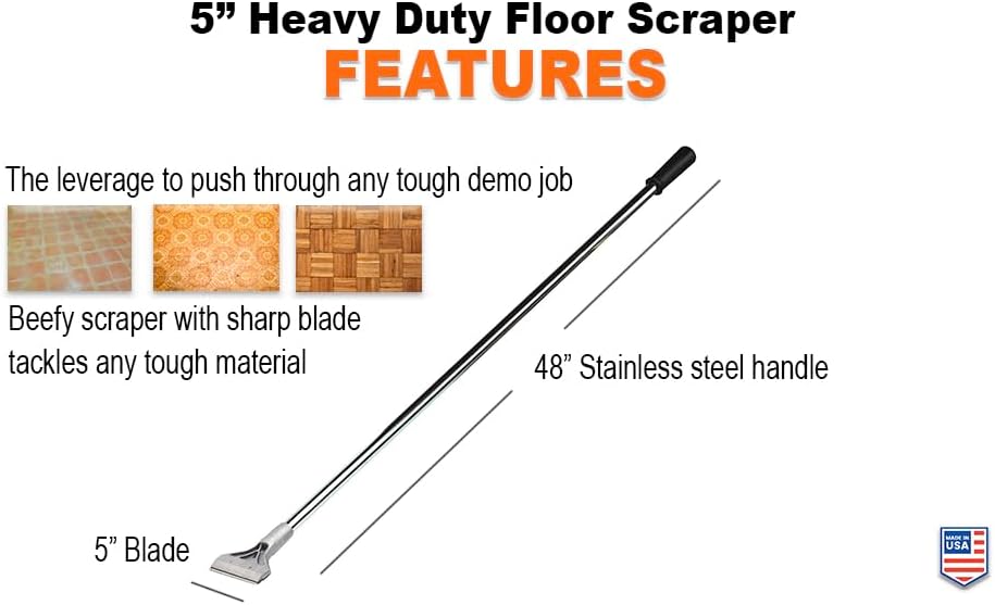Warner Manufacturing 591 5" Heavy Duty Scraper, Steel Handle, 47-1/4" Overall Length