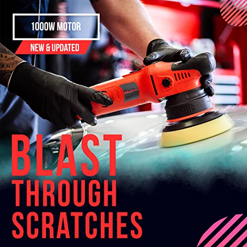 Maxshine 8mm Throw, 5" Plate M8S V2 Dual Action Polisher, Car Detailing - Powerful 1000W, 6-Speed, 5/16"-24 Thread - Auto Detailing Tool for Paint Protection, Restoration, Scratch Repair & Shine (Red)