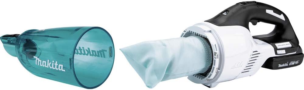 Makita XLC03R1WX4 18V LXT Lithium-Ion Compact Brushless Cordless Vacuum Kit, Trigger W/Lock (2.0Ah), White