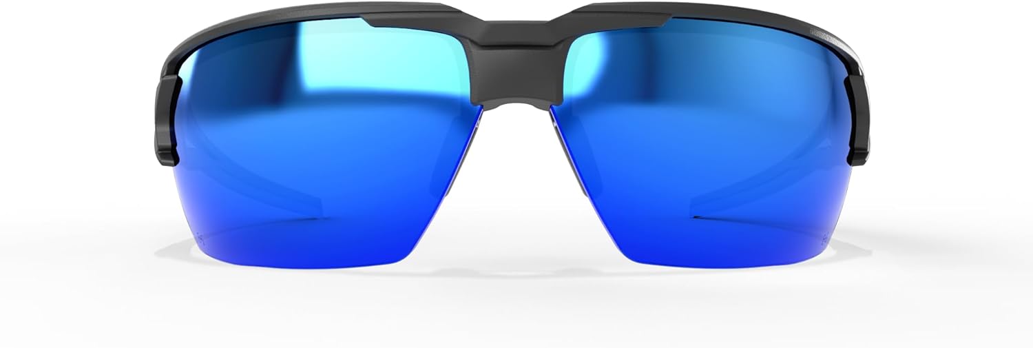 EDGE Pumori Z87 Rated Polarized Safety Glasses: Men's Safety Glasses, Non-Slip, Shatter Resistant Safety Glasses, Flexible Nylon Frames, 99% UV Protection Men's Sunglasses - Aqua Precision Blue Mirror
