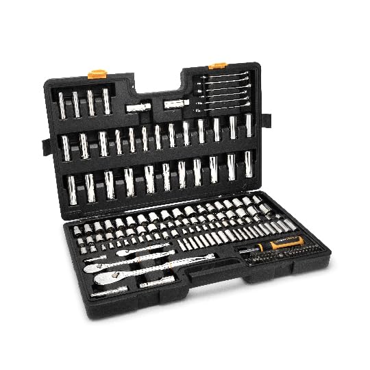 GEARWRENCH (GW90MCBMTS) 185 Piece Mechanics Hand Tool Set - 1/4", 3/8”, & 1/2" Drive, 90 Tooth, SAE & Metric
