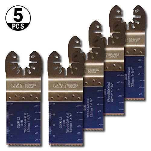 CMT OMM12-X5 5 Pcs Plunge & Flush-Cut Blade for Wood & Metal Quick Release Oscillator Multicutter,