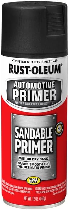 Rust-Oleum 249418 Automotive Sandable Primer Spray, 12 oz, Black (Pack of 6)