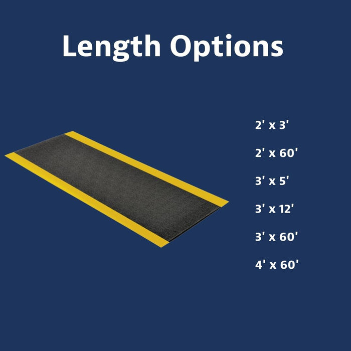 Notrax 411 Sof-Tred 3' x 60' x 3/8" Anti Fatigue Mat, Enhanced Slip Resistance with Beveled Edges and Pebbled Surface, Ideal for Industrial and Commercial Workplaces, Black/Yellow, 411R0336BY