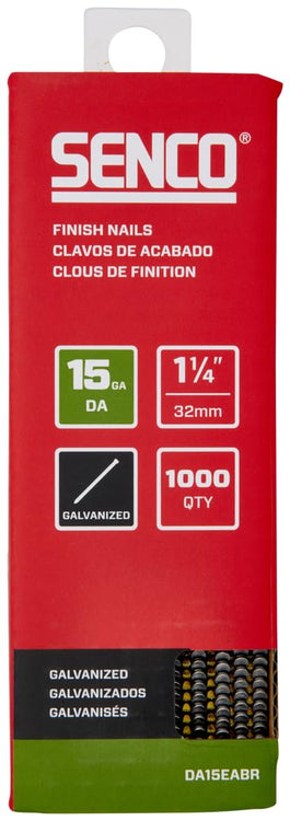 Senco DA15EABR 34 Degree Collated Finish Nails, 15 Gauge, 1-1/4 Inch Length, Galvanized (1000 Count)