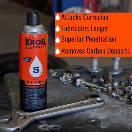 Kroil Penetrating Oil with Silicone (Aerosol Spray-1 Gallon Can-Single) | Penetrant for Rusted Bolts, Metal | Lubricant for Hinges, Chains, Moving Parts (SK011)