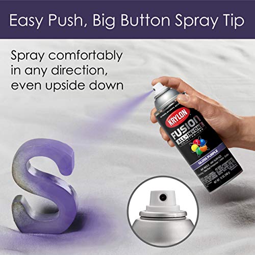 12 oz Krylon K02719007 Purple Fusion All-In-One Paint & Primer Spray Paint, Gloss