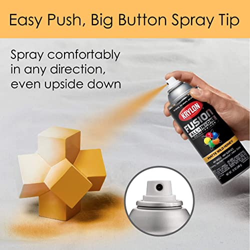 Krylon Fusion All-In-One Adhesive Spray Paint for Indoor/Outdoor Use, 12 oz, Wild Honey