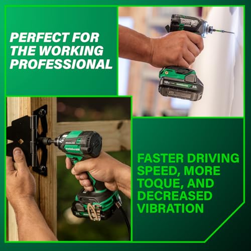 Metabo HPT 18V MultiVolt Cordless Triple Hammer BOLT Impact Driver Set, Power Impact Driver Kit with Case, 2 Lithium-Ion Batteries and Charger, 1/4-Inch Chuck, Compact LightWeight Power Tool, WH18DC
